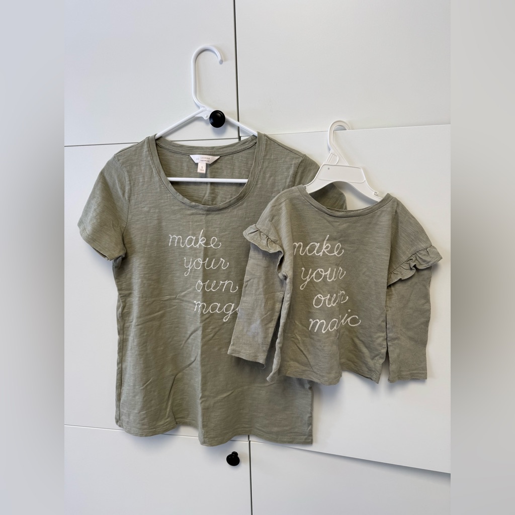Mommy And Me Set From Lauren Conrad. Pale Green “Make Your Own Magic”.